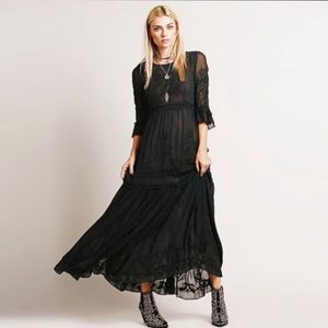 In Search Of Free People, Black Romance Embroidered Dress